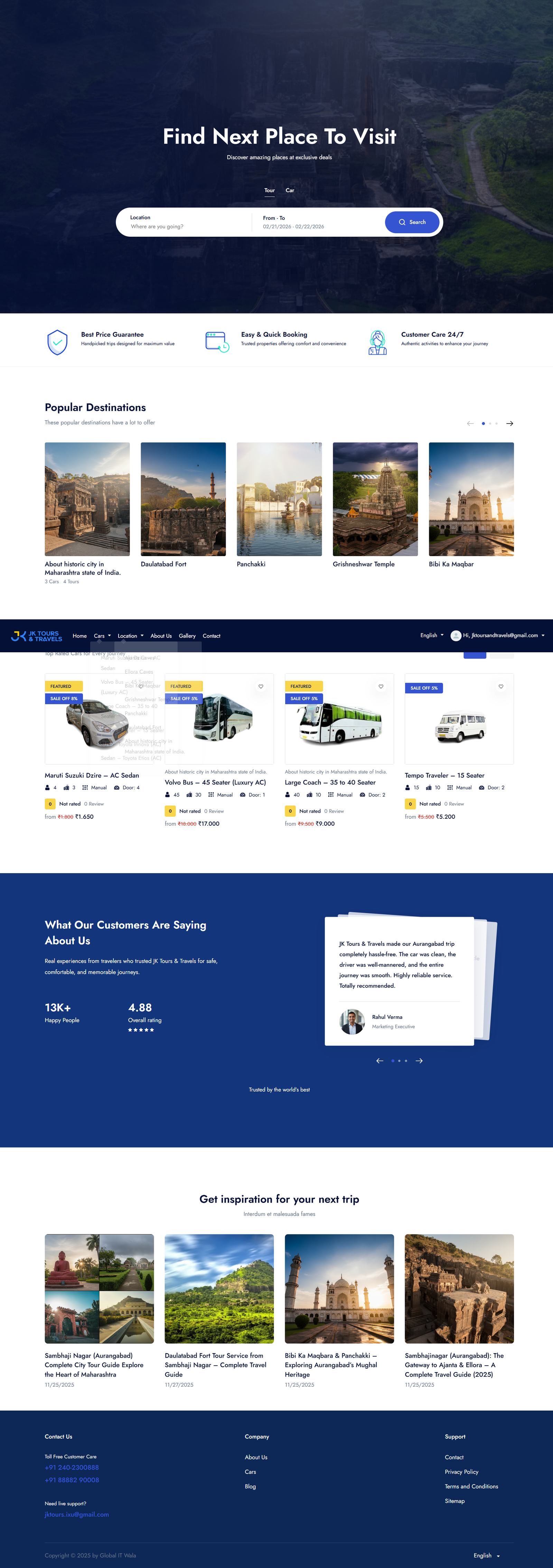 JK Tours & Travels – Travel & Taxi Service Website