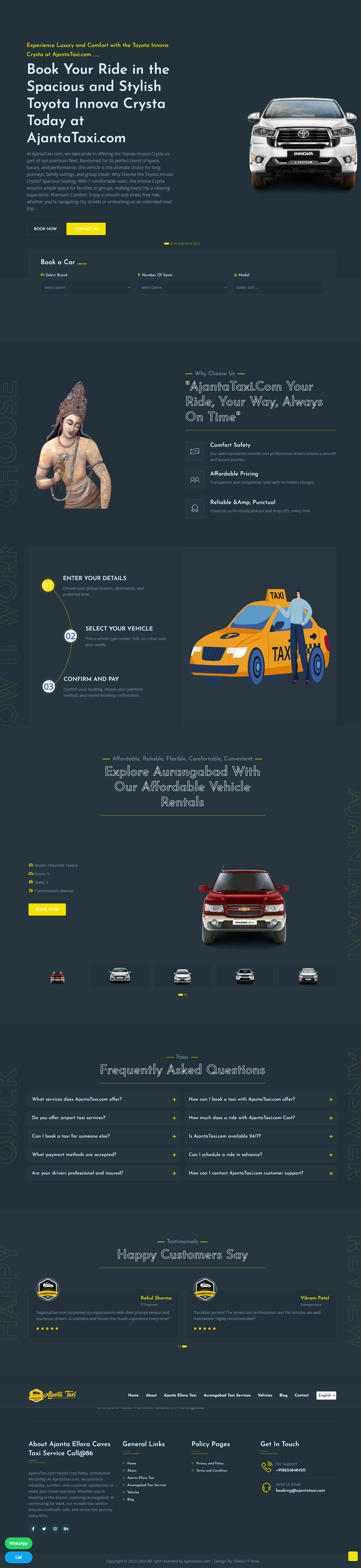 Ajanta Taxi – Local & Tourism Cab Booking Website